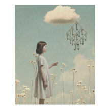 Het meisje & haar sleutelwindvogel | Surrealistisc