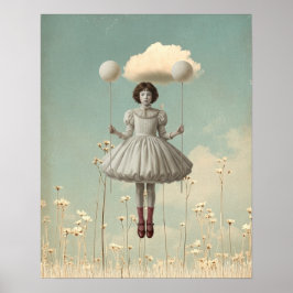 Het meisje & haar wolk | Surrealistische prentenbo Poster