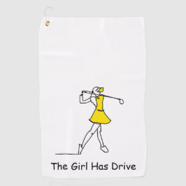 Het meisje heeft drive, golfhanddoek