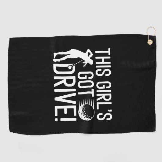 Het meisje heeft drive golfhanddoek (Horizontaal)