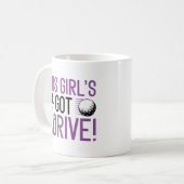 Het meisje heeft drive koffiemok (Voorkant links)