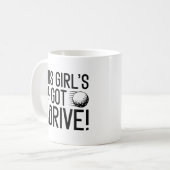 Het meisje heeft drive koffiemok (Voorkant links)