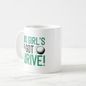 Het meisje heeft drive koffiemok (Voorkant links)