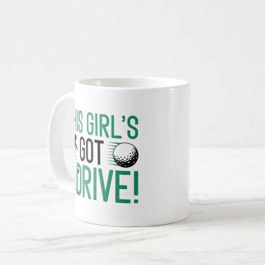 Het meisje heeft drive koffiemok (Voorkant links)