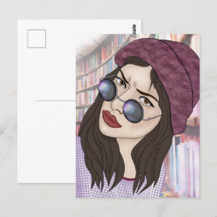 Het meisje in de bibliotheek briefkaart
