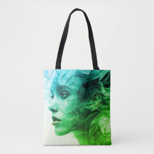 Het meisje in de rookkringen op herbruikbare boods tote bag