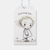 Het meisje in de Wildflowers Sketch Cadeaulabel (Voorkant)