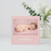 Het meisje is Blush Roze foto Collage Baby Girl Aankondiging (Staand voorkant)