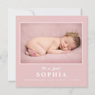 Het meisje is Blush Roze foto Collage Baby Girl Aankondiging