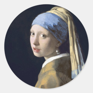 Het meisje met de Oorring van de Parel Ronde Sticker