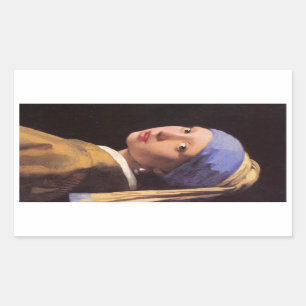 Het meisje met de parel die Vermeer verdient Rechthoekige Sticker