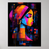 Het meisje met de parel herinterpreteerde Neon Poster (Voorkant)