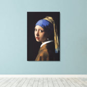 Het meisje met de parel oorbel - verpakt canvas afdruk (Insitu (Houten vloer))