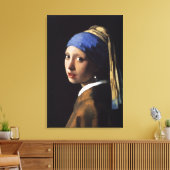 Het meisje met de parel oorbel - verpakt canvas afdruk (Insitu (Woonkamer))