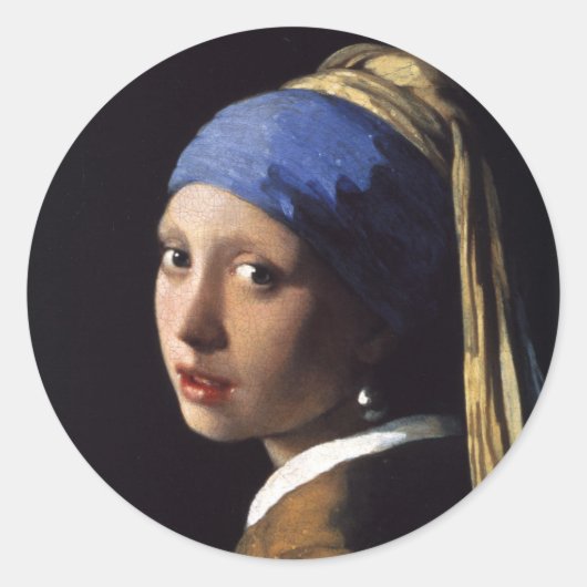 Het meisje met de parel ronde sticker (Voorkant)