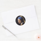 Het meisje met de parel ronde sticker (Envelop)