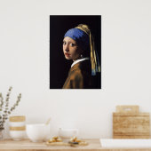 Het meisje met de parel van Vermeer Poster (Keuken)