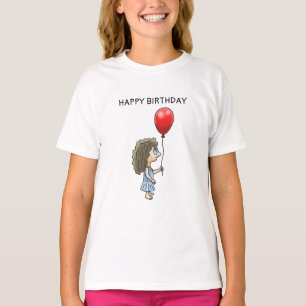 Het meisje met de T-shirt met de rode ballon