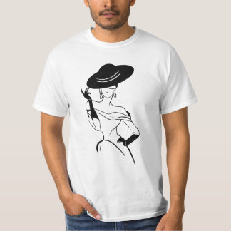 Het meisje met een leuke vogue t-shirt