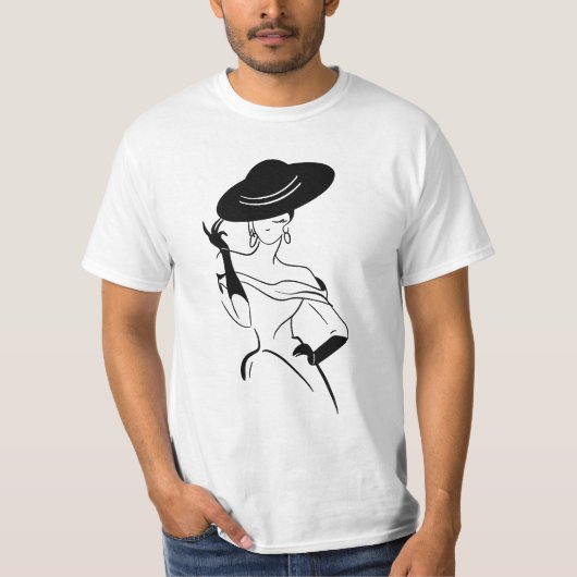 Het meisje met een leuke vogue t-shirt (Voorkant)