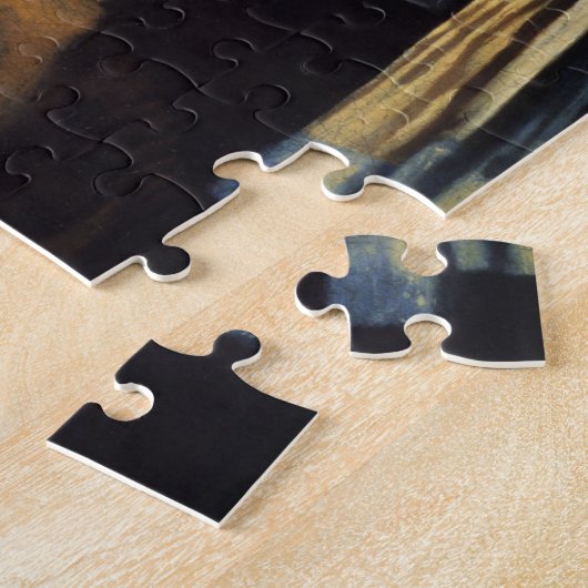 Het meisje met een parel dat Johannes Vermeer verd Legpuzzel (Zijkant)