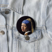 Het meisje met een parel dat Johannes Vermeer verd Ronde Button 7,6 Cm (In situ)