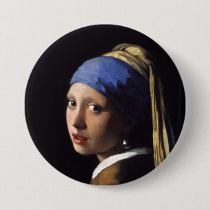 Het meisje met een parel dat Johannes Vermeer verd Ronde Button 7,6 Cm