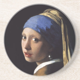 Het meisje met een parel dat Johannes Vermeer verd Zandsteen Onderzetter