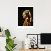 Het meisje met een parel die van Johannes Vermeer  Poster (Thuiskantoor)