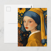 Het meisje met een parel oorbel en een Spinnende v Briefkaart (Voorkant / Achterkant)