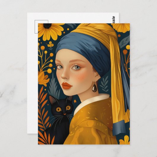 Het meisje met een parel oorbel en een Spinnende v Briefkaart (Voorkant / Achterkant)