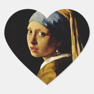 Het meisje met een Turban/Meisje met de parel Hart Sticker