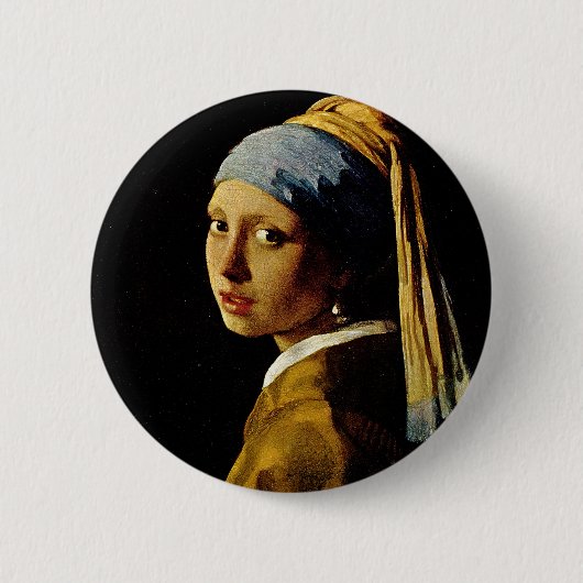 Het meisje met een Turban/Meisje met de parel Ronde Button 5,7 Cm (Voorkant)