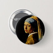 Het meisje met een Turban/Meisje met de parel Ronde Button 5,7 Cm (Voorkant /achterkant)