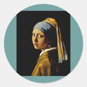 Het meisje met een Turban/Meisje met de parel Ronde Sticker