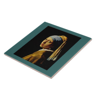 Het meisje met een Turban/Meisje met de parel Tegeltje