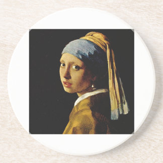Het meisje met een Turban/Meisje met de parel Zandsteen Onderzetter
