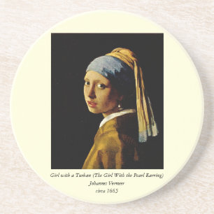 Het meisje met een Turban/Meisje met de parel Zandsteen Onderzetter