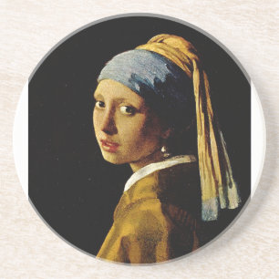 Het meisje met een Turban/Meisje met de parel Zandsteen Onderzetter