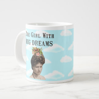 Het meisje met grote dromen fotocollage grote koffiekop