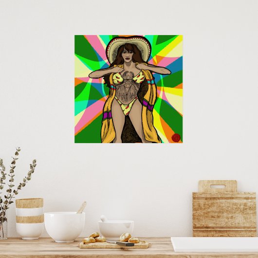 Het meisje met het Trejo-Tattoo Poster (Keuken)