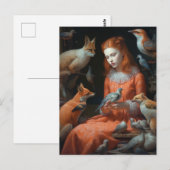 Het meisje met vossen en vogels briefkaart (Voorkant / Achterkant)