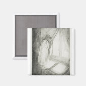 Het meisje op het raam 1894 van Edvard Munch Magneet (Voorkant / Achterkant)