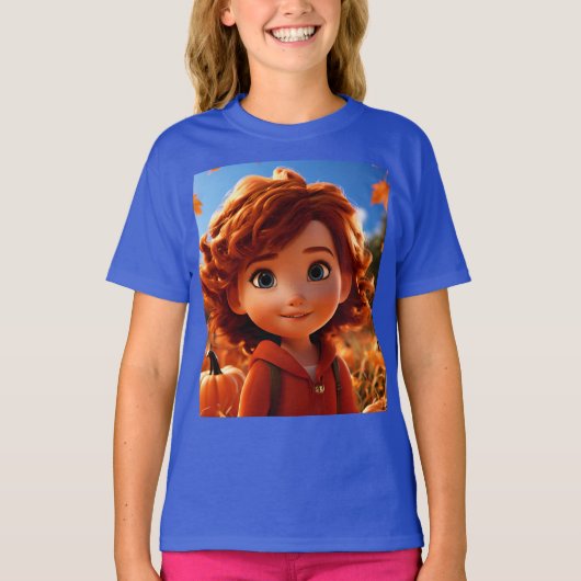 Het meisje plukt pompoenen t-shirt (Voorkant)