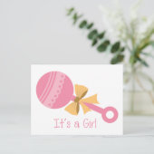 Het meisje Rattle Briefkaart (Staand voorkant)