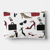 Het Meisje Rood Wit en Zwart Mode Cosmetisch Etui (Achterkant)