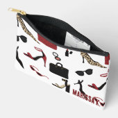 Het Meisje Rood Wit en Zwart Mode Cosmetisch Etui (Open)