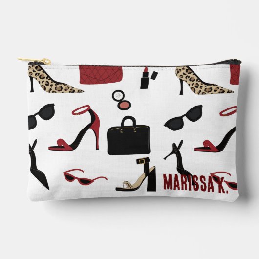 Het Meisje Rood Wit en Zwart Mode Cosmetisch Etui (Voorkant)