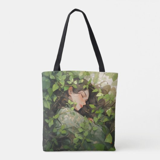 Het meisje slaapt in Forest Anime Tote Bag (Achterkant)