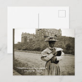 Het  meisje van 1890 met PUppy Dog! Citaat Briefkaart (Voorkant / Achterkant)